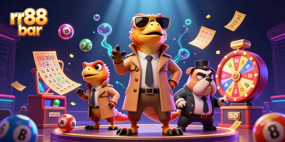 Experience excitement at rr88 bar with raptors in a trench coat entering a VIP casino, a playful scene filled with lottery excitement.