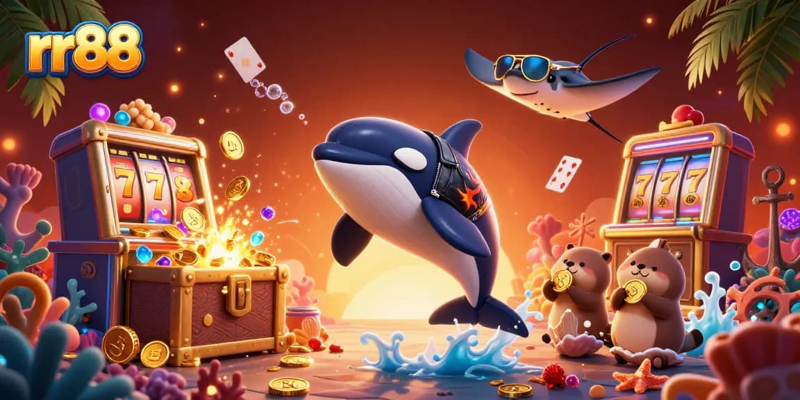 Experience thrilling jackpots at rr88 with our vibrant underwater casino adventure illustration.