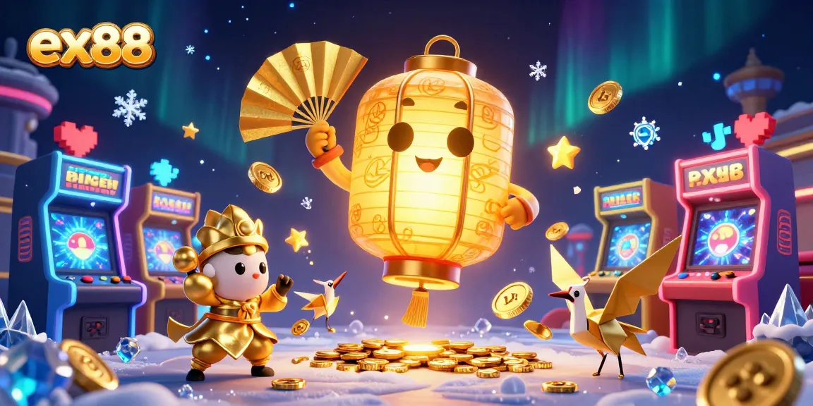 Experience the vibrant ex88 casino world with golden lantern spirits and exciting gaming elements.