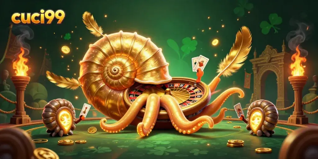 Engage the thrill at cuci99 with a vibrant 3D casino scene showcasing unique gaming elements.