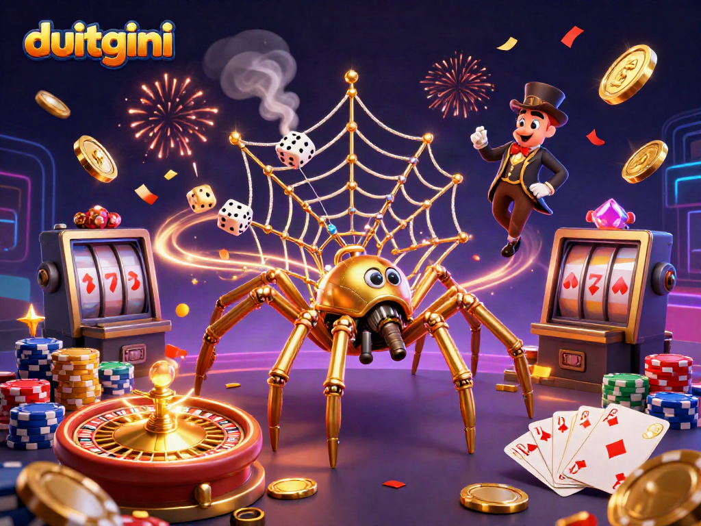Experience exciting gameplay with duitgini in a vibrant 3D illustration of casino elements.