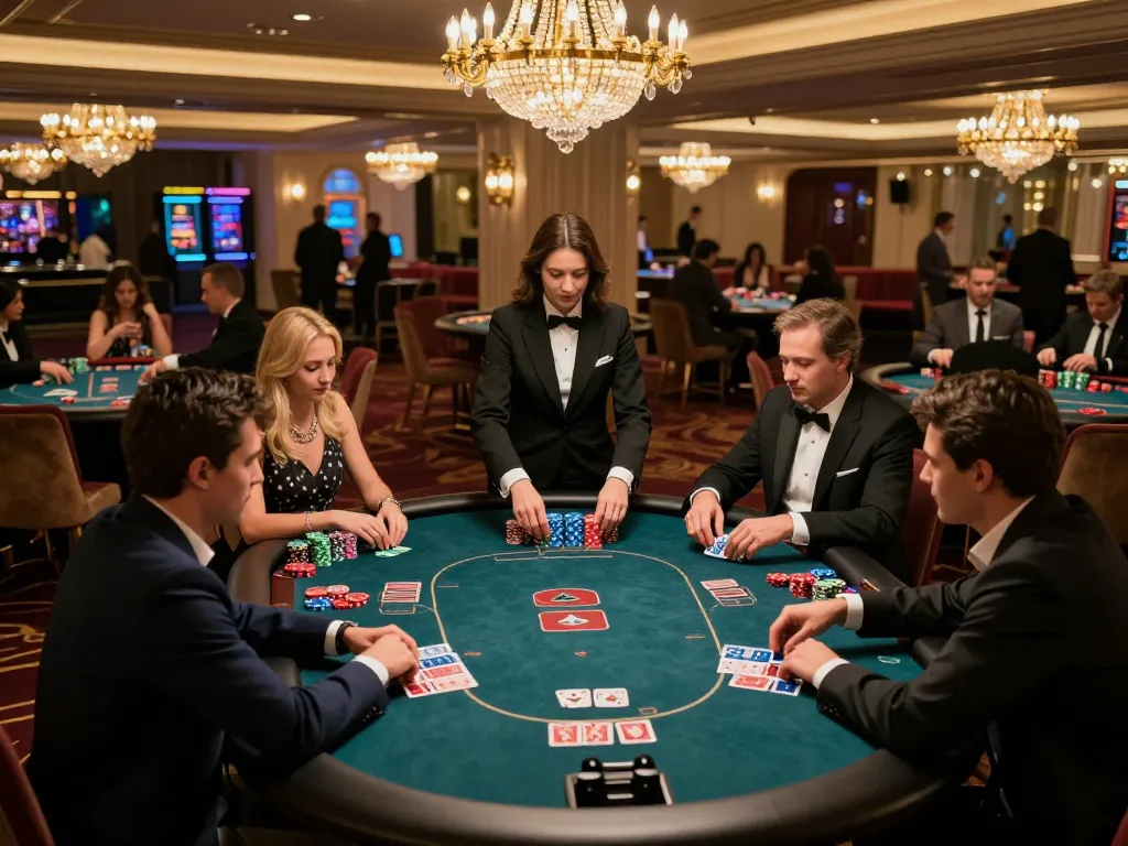 CM88 players enjoying an exclusive poker game in a luxurious casino environment