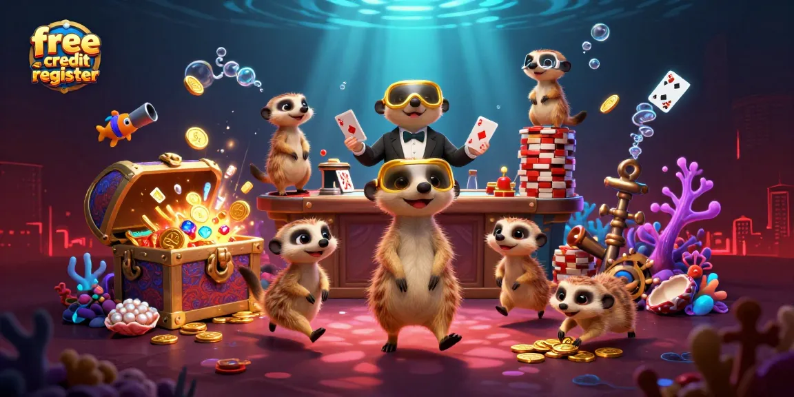 Engage with free credit register bonuses and a vibrant meerkat casino scene showcasing dynamic gaming elements.