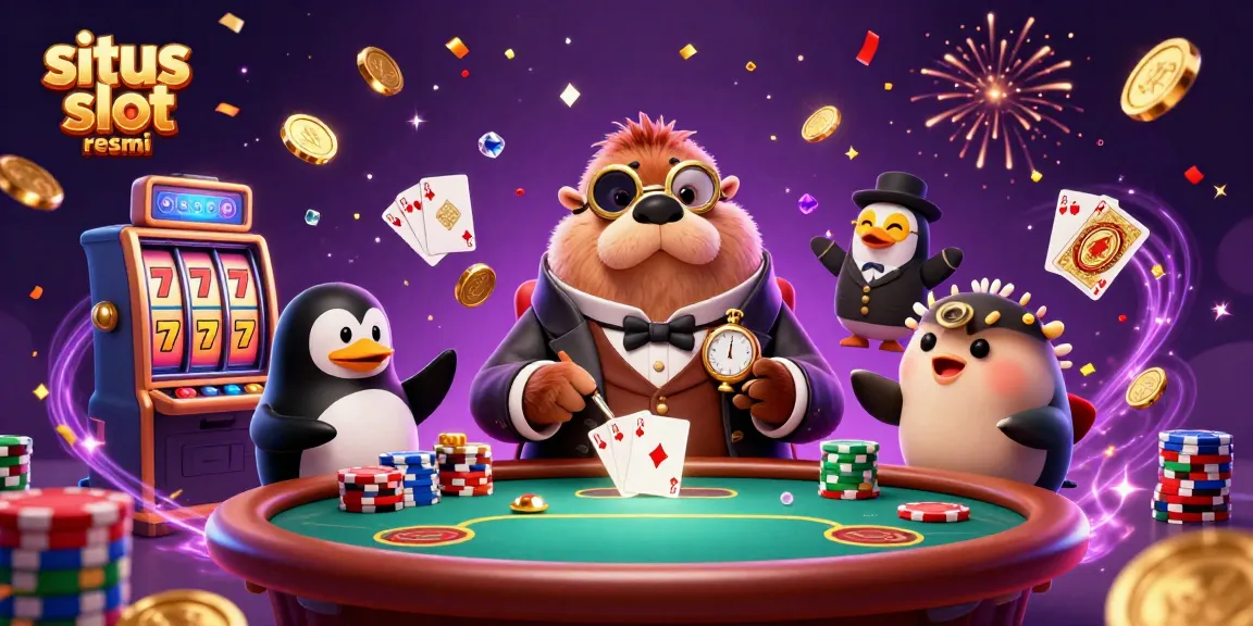 Engage with situs slot resmi at underwater poker with whimsical characters featuring cascades of coins and vibrant game elements.