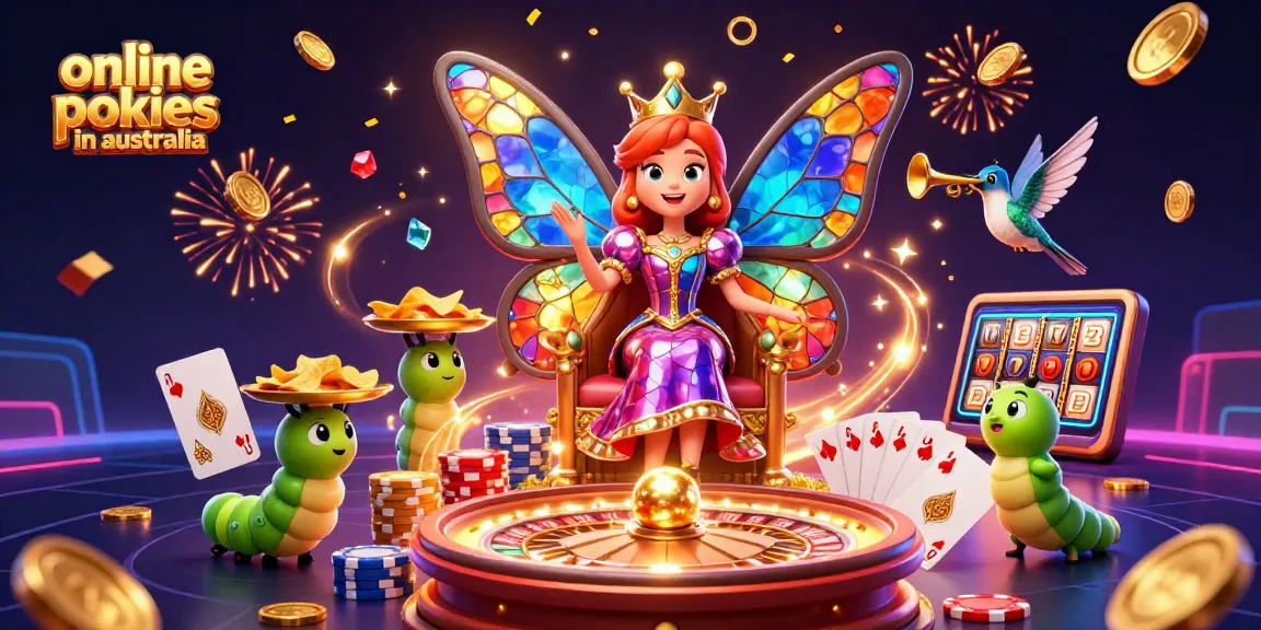 Experience the thrill of online pokies in Australia with vibrant 3D characters and dynamic casino elements.